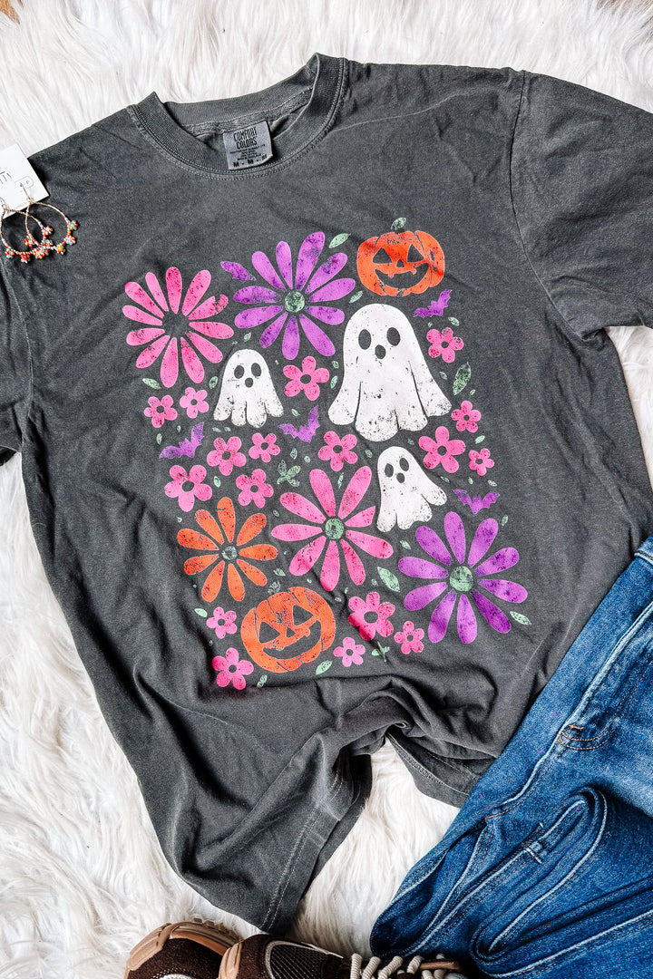 Vintage Floral Ghosted Graphic Tee - Pepper