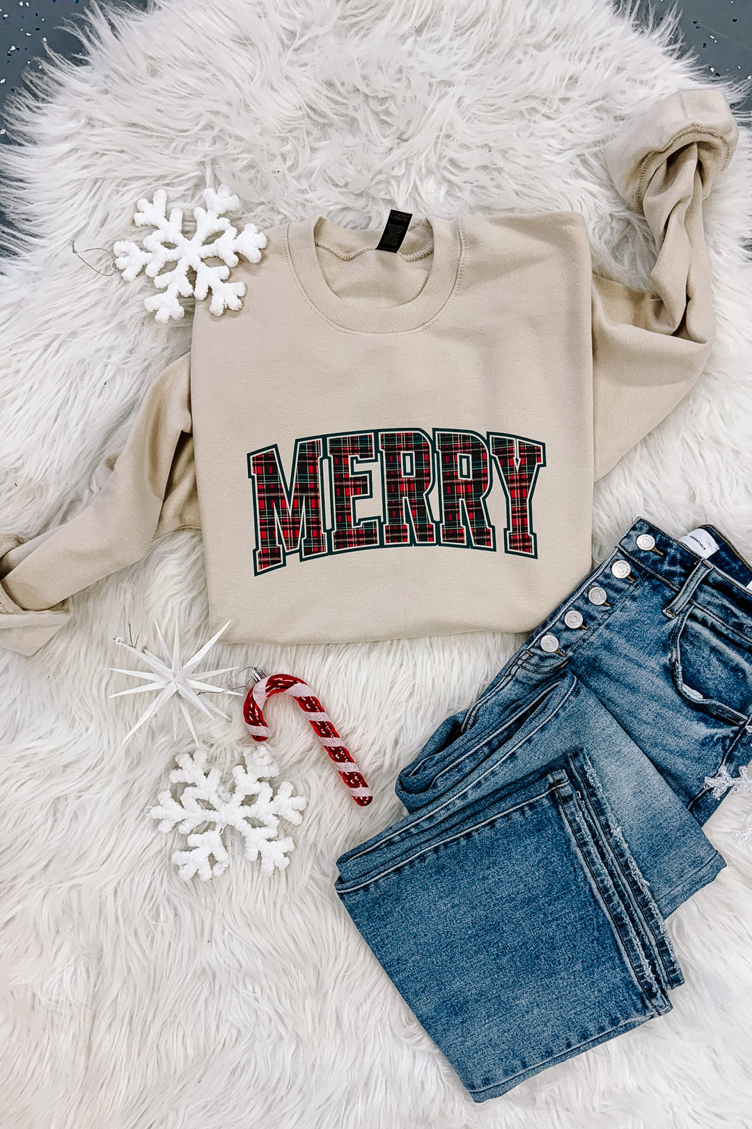 Wrap Me Up Graphic Sweatshirt - Sand