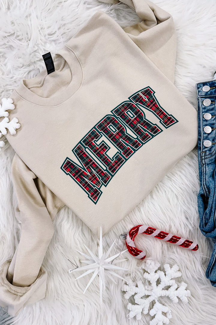 Wrap Me Up Graphic Sweatshirt - Sand