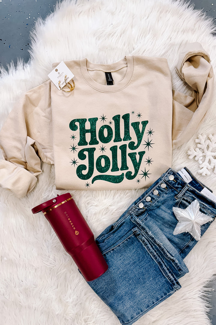 Holly Jolly Crewneck Sweatshirt - Sand