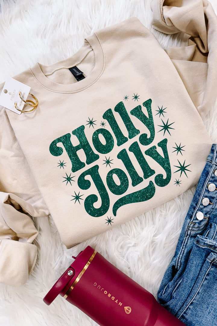 Holly Jolly Crewneck Sweatshirt - Sand