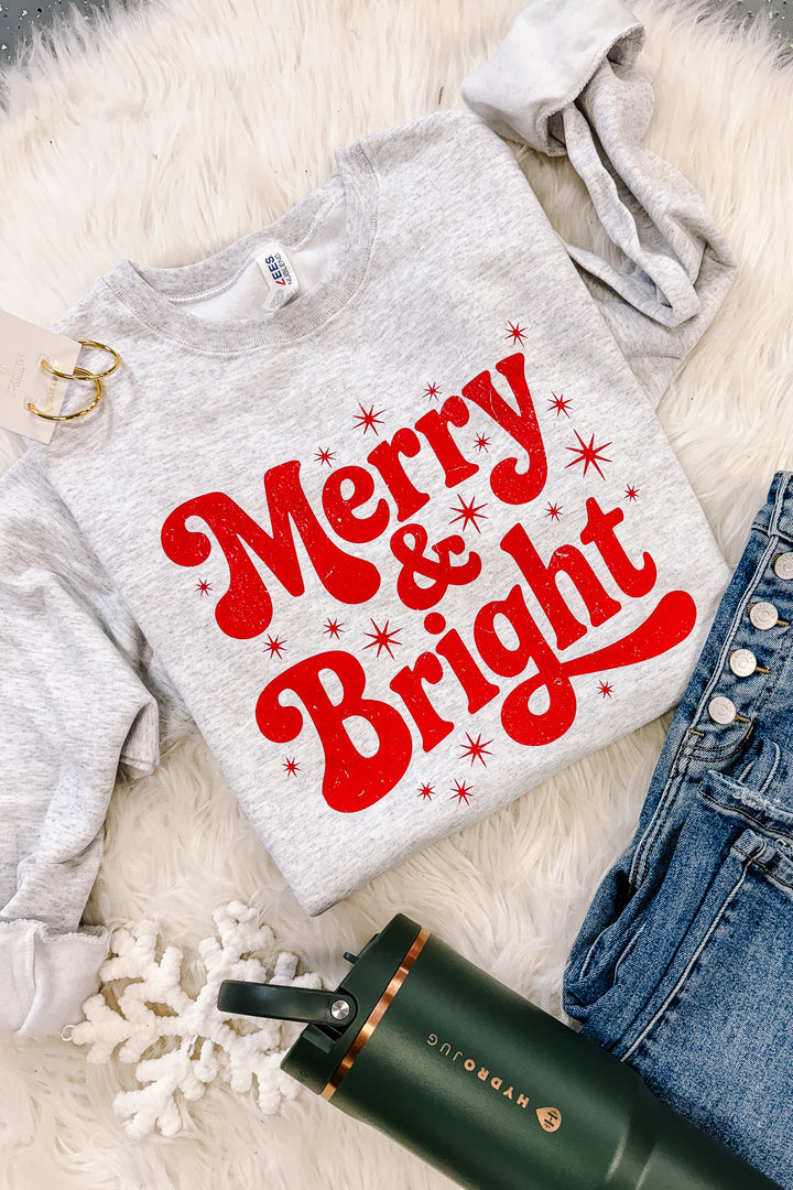 Twinkling Merry & Bright Crewneck Sweatshirt - Ash Grey