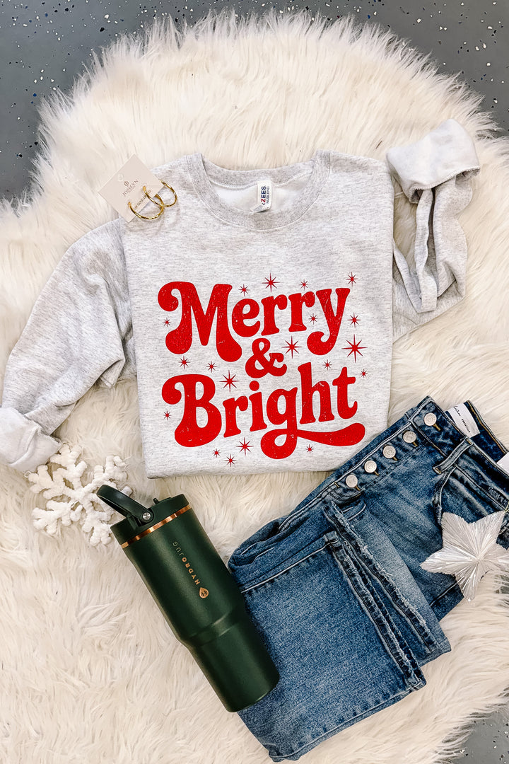 Twinkling Merry & Bright Crewneck Sweatshirt - Ash Grey