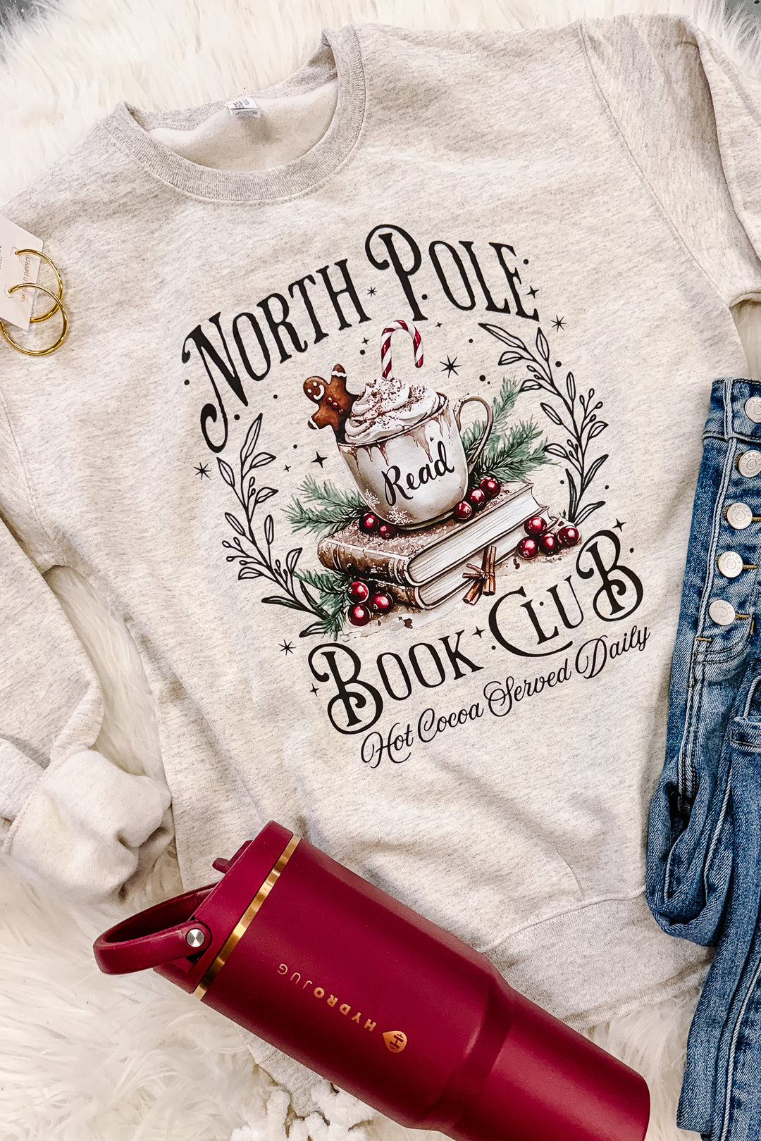 North Pole Book Club Graphic Sweatshirt - Oatmeal Heather