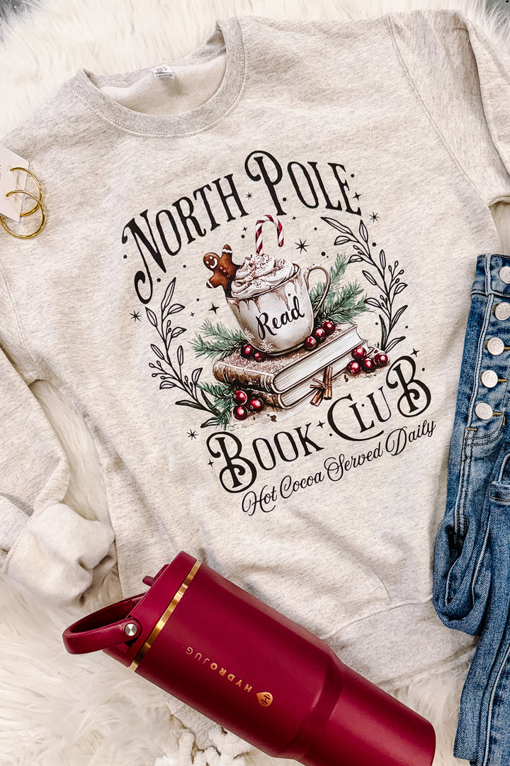 North Pole Book Club Graphic Sweatshirt - Oatmeal Heather