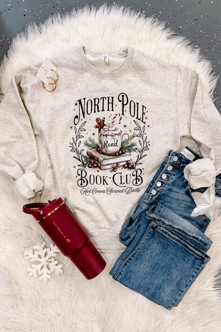 North Pole Book Club Graphic Sweatshirt - Oatmeal Heather