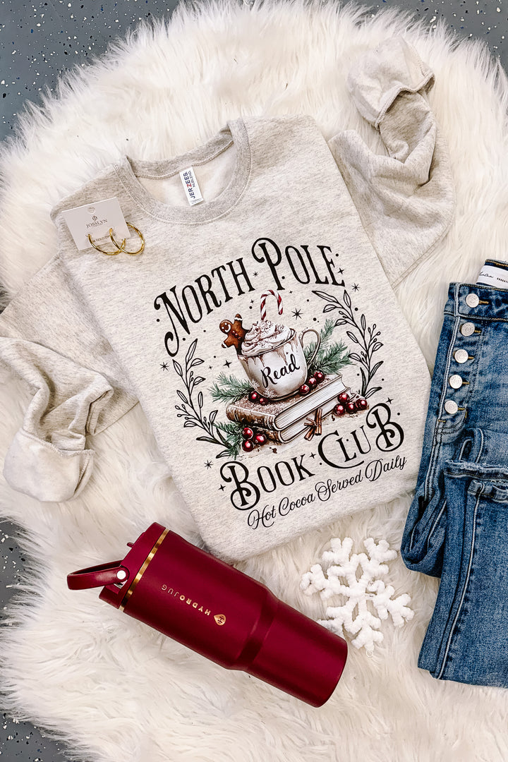 North Pole Book Club Graphic Sweatshirt - Oatmeal Heather