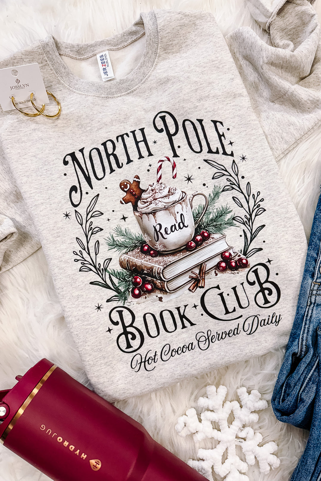 North Pole Book Club Graphic Sweatshirt - Oatmeal Heather