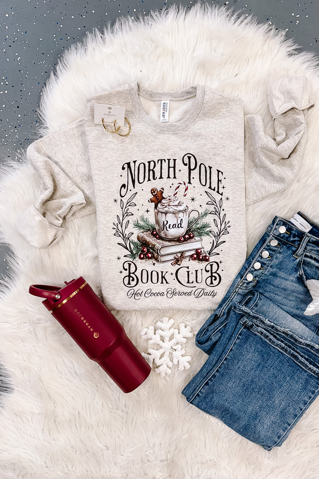 North Pole Book Club Graphic Sweatshirt - Oatmeal Heather