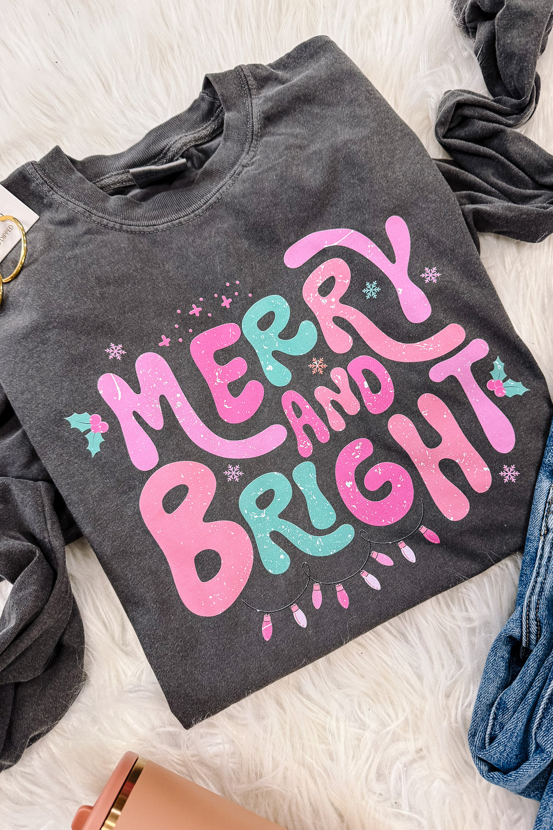 Dreamy Merry & Bright Graphic Long Sleeve - Pepper