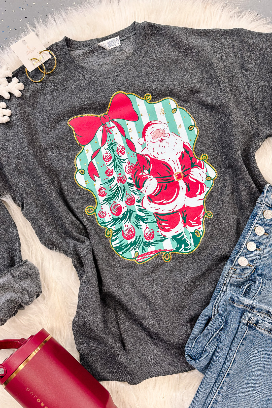 Old Saint Nick Crewneck Sweatshirt - Black Heather