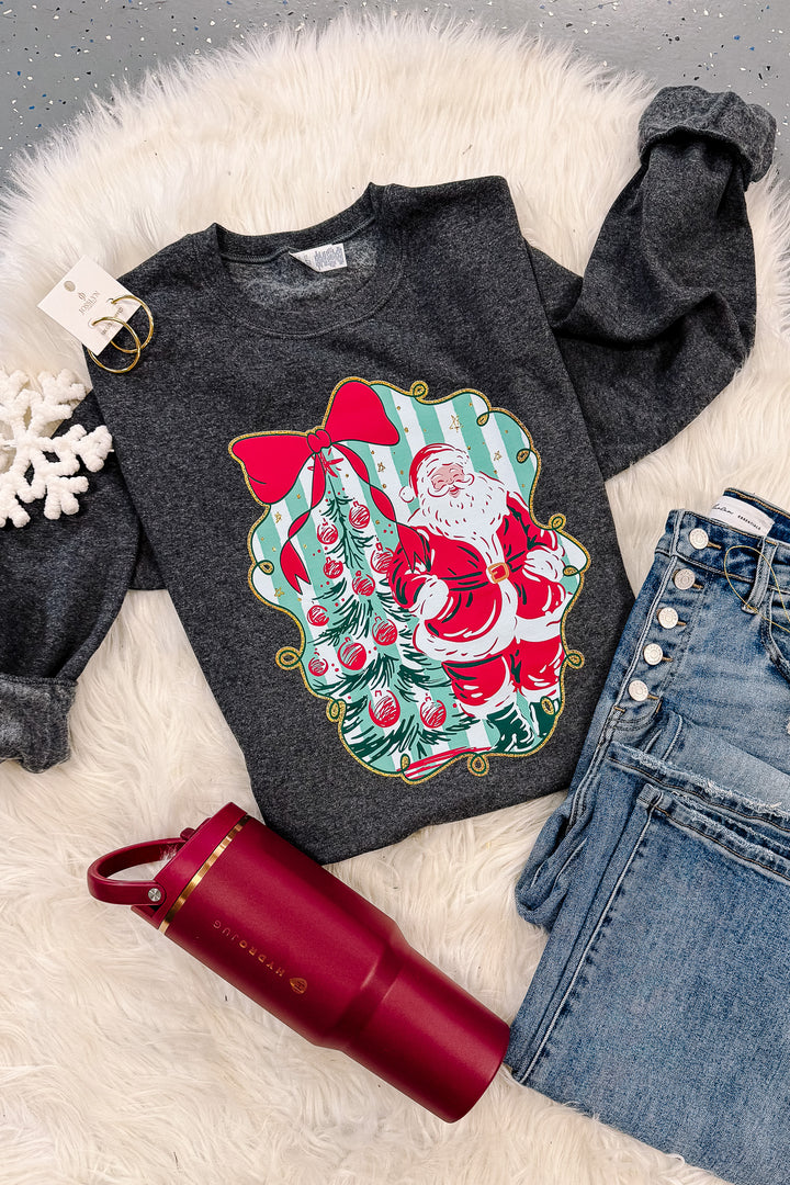 Old Saint Nick Crewneck Sweatshirt - Black Heather