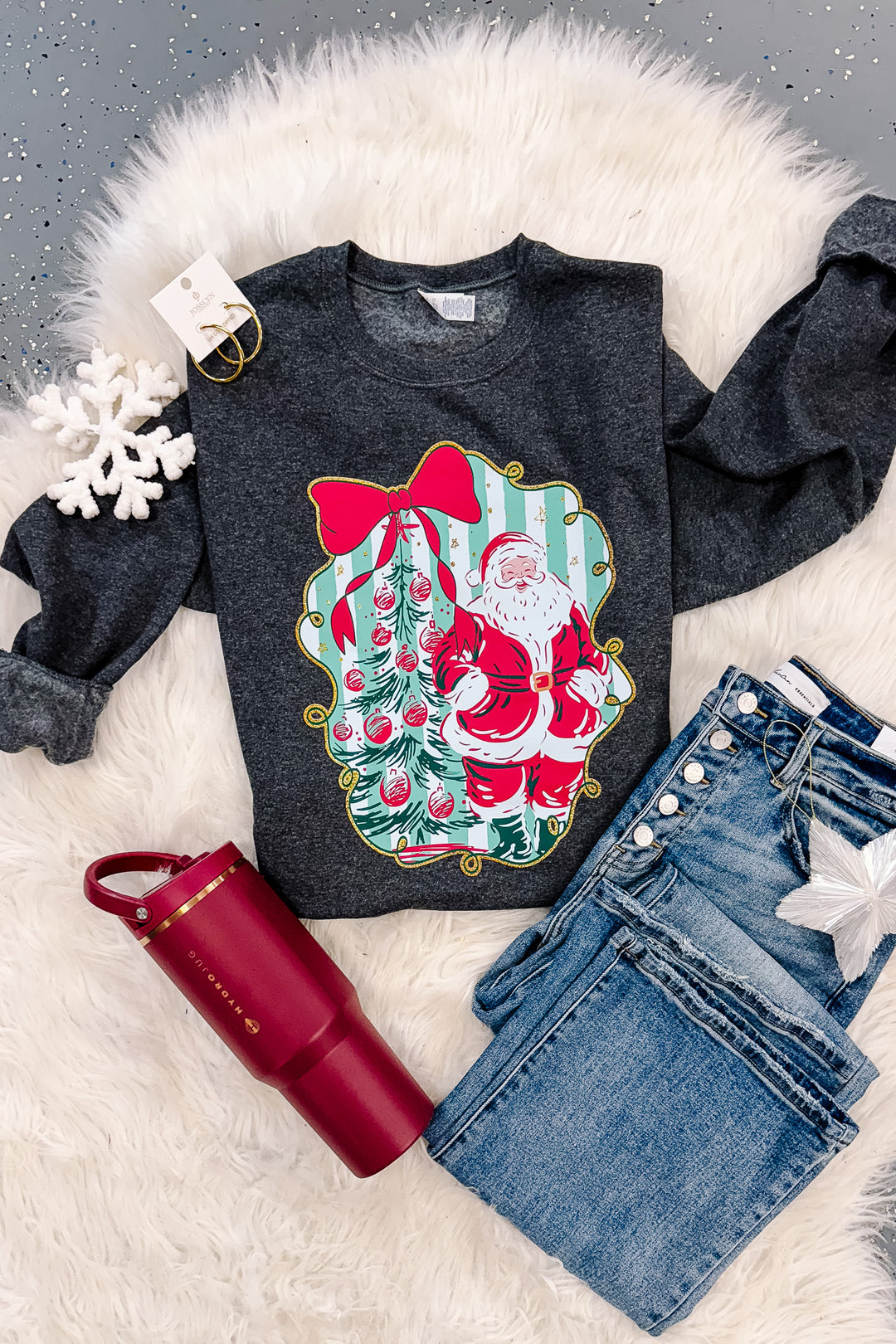 Old Saint Nick Crewneck Sweatshirt - Black Heather