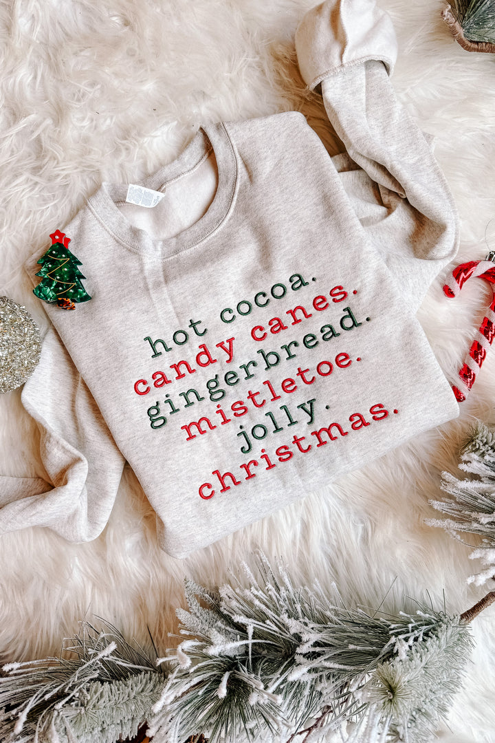 All Things Christmas Embroidered Sweatshirt - Oatmeal Heather