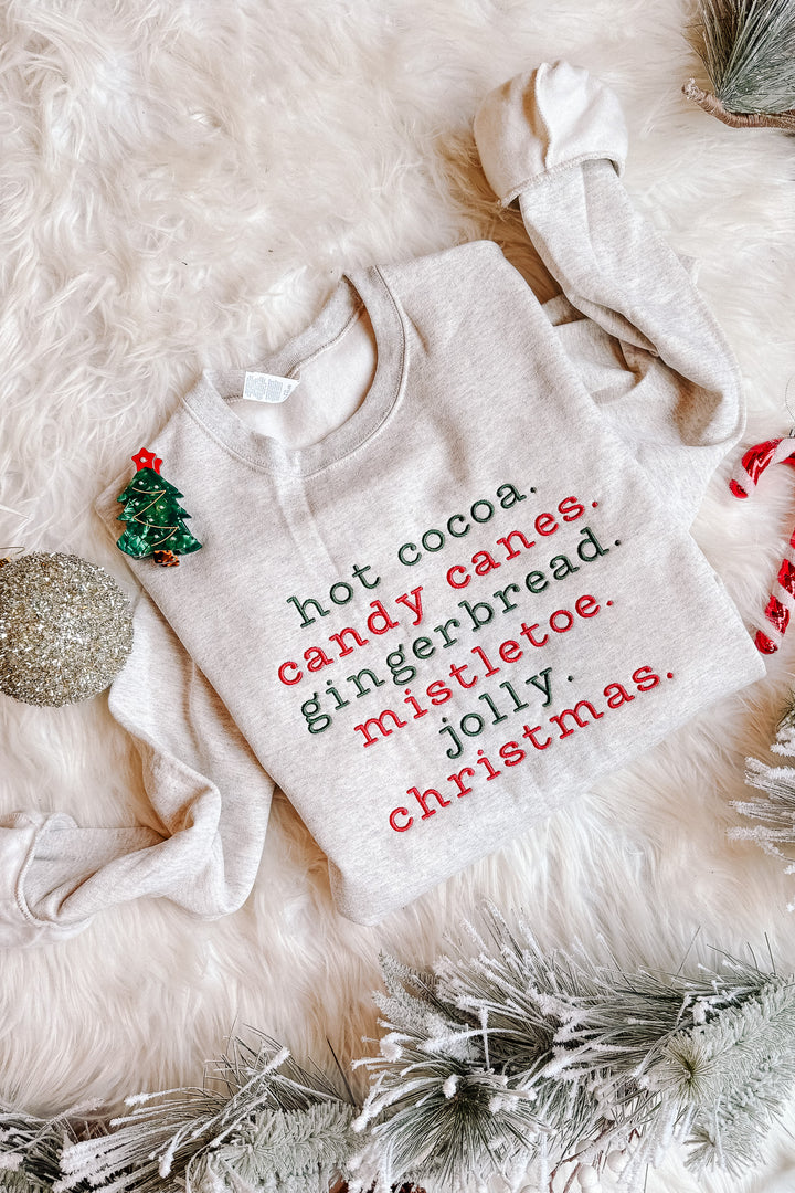 All Things Christmas Embroidered Sweatshirt - Oatmeal Heather