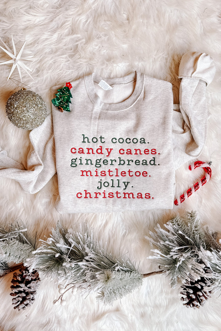 All Things Christmas Embroidered Sweatshirt - Oatmeal Heather