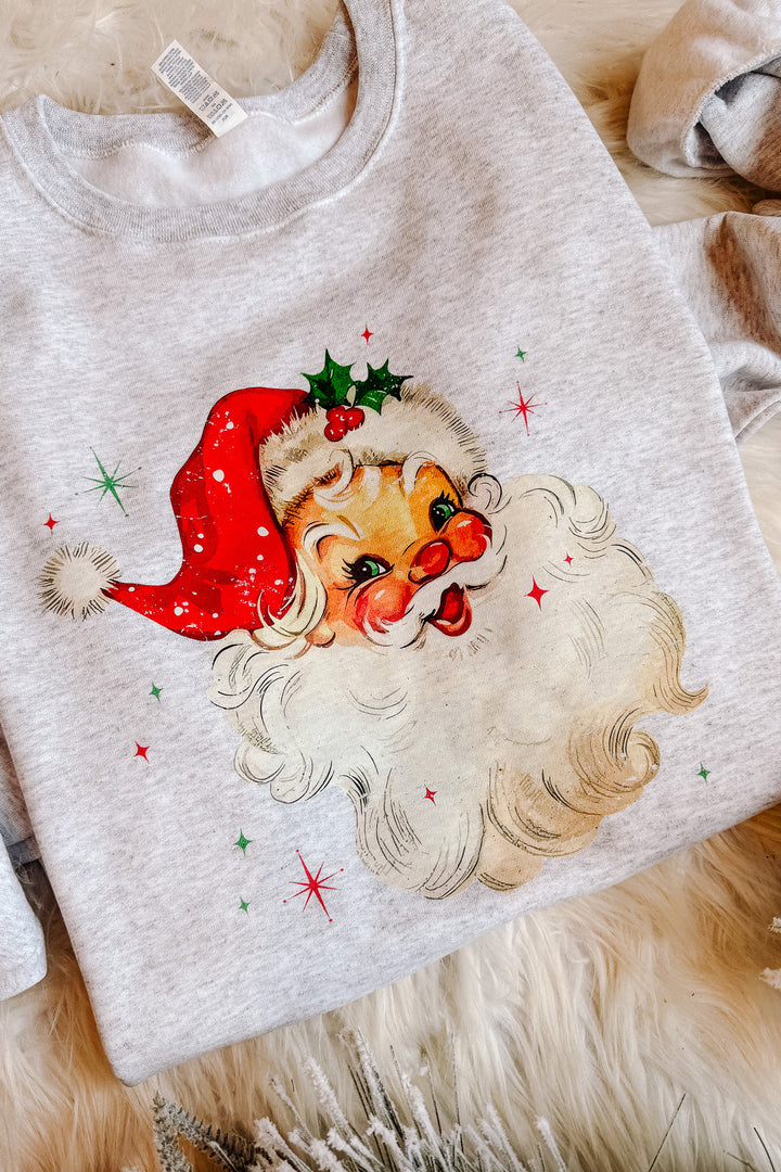 Retro Santa Crewneck Sweatshirt - Ash Grey