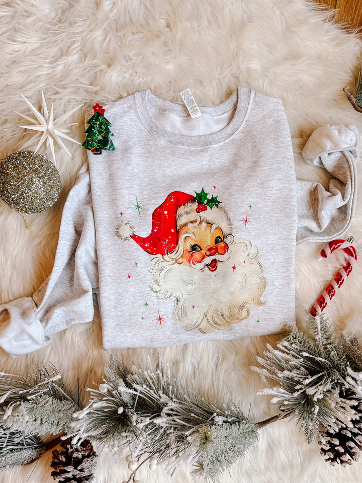 Retro Santa Crewneck Sweatshirt - Ash Grey