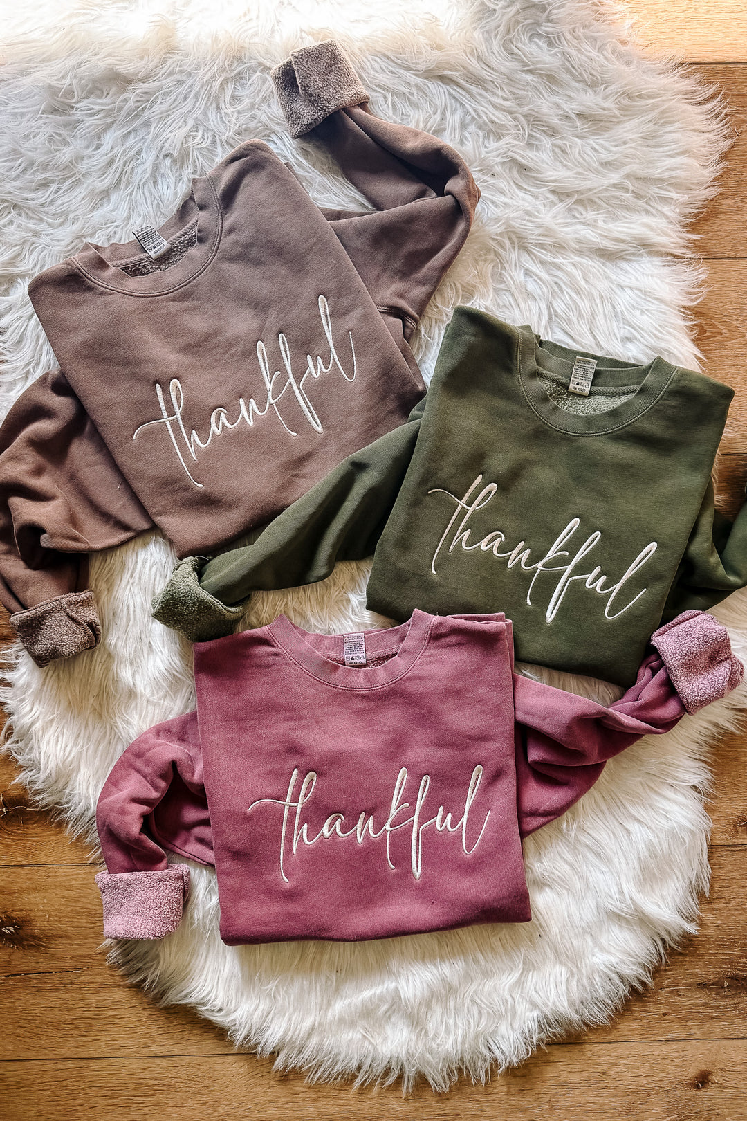 Thankful Embroidered Sweatshirt - Multiple Colors