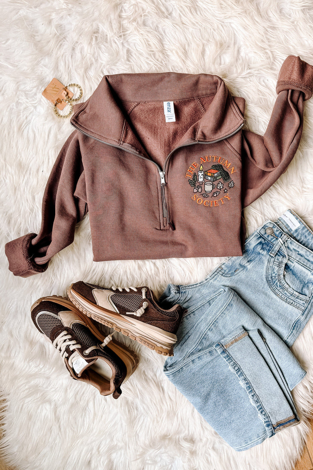 The Autumn Society Embroidered Half Zip - Java