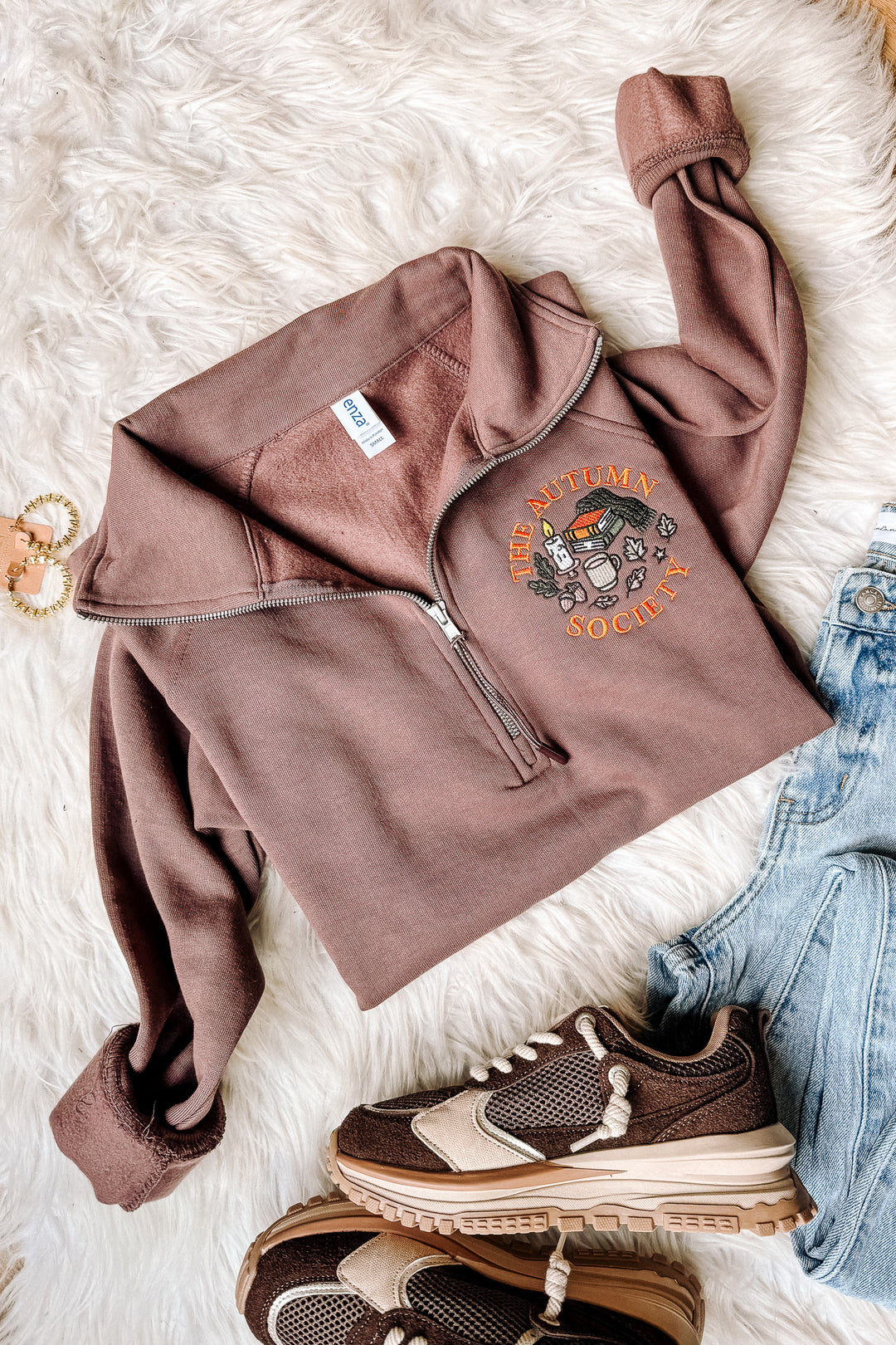The Autumn Society Embroidered Half Zip - Java