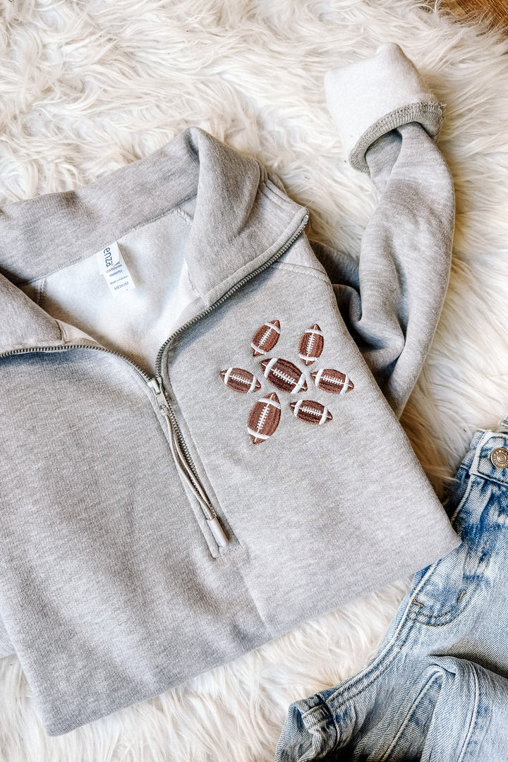 Footballs Embroidered Half Zip - Athletic Heather