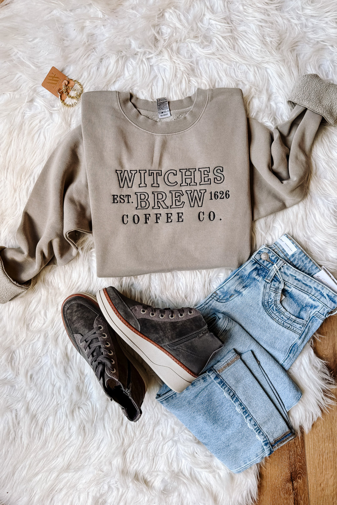 Witches Brew Embroidered Sweatshirt - Cement