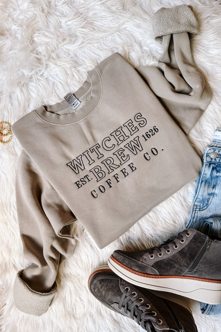 Witches Brew Embroidered Sweatshirt - Cement