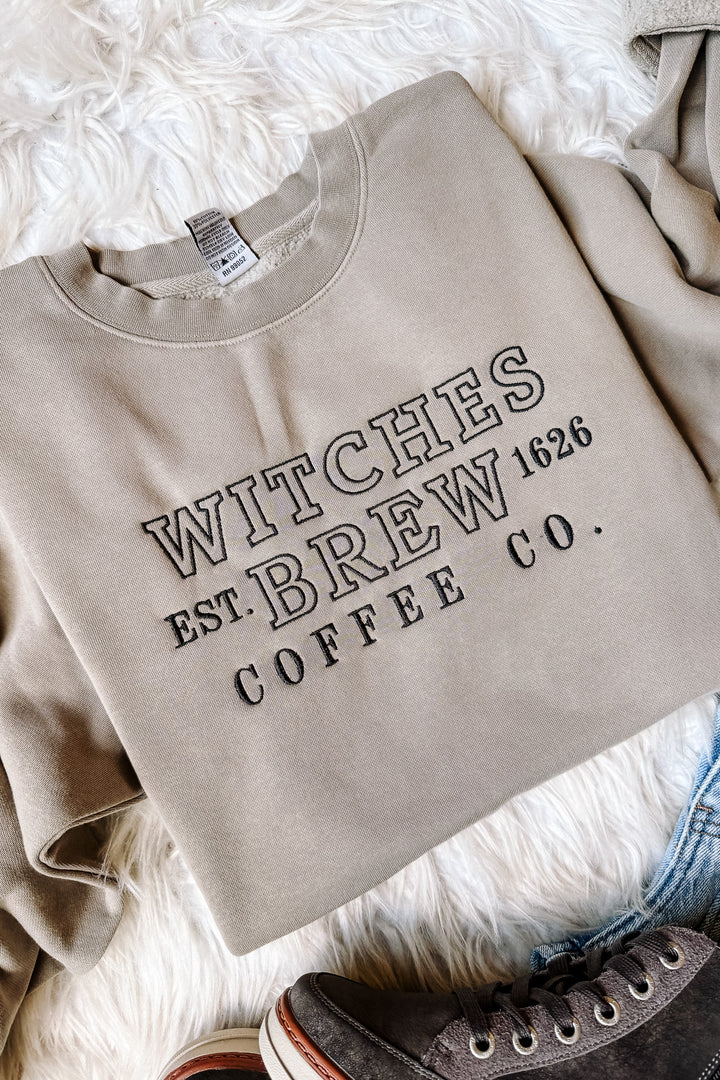 Witches Brew Embroidered Sweatshirt - Cement