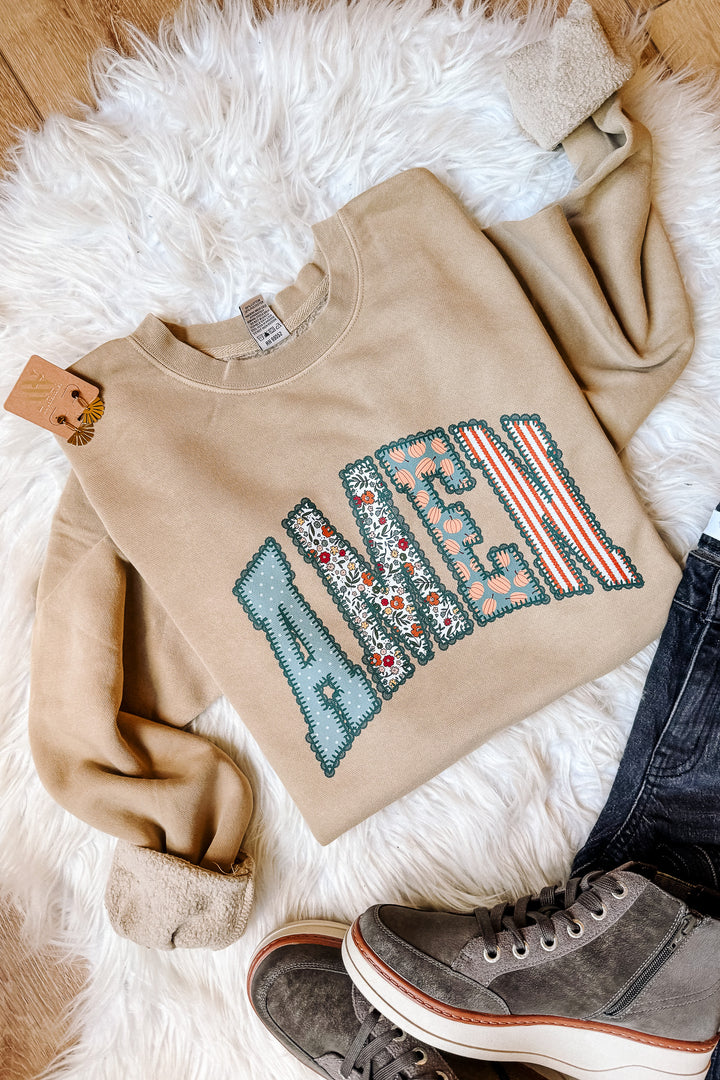 Fall Pattern AMEN Sweatshirt - Pigment Sandstone