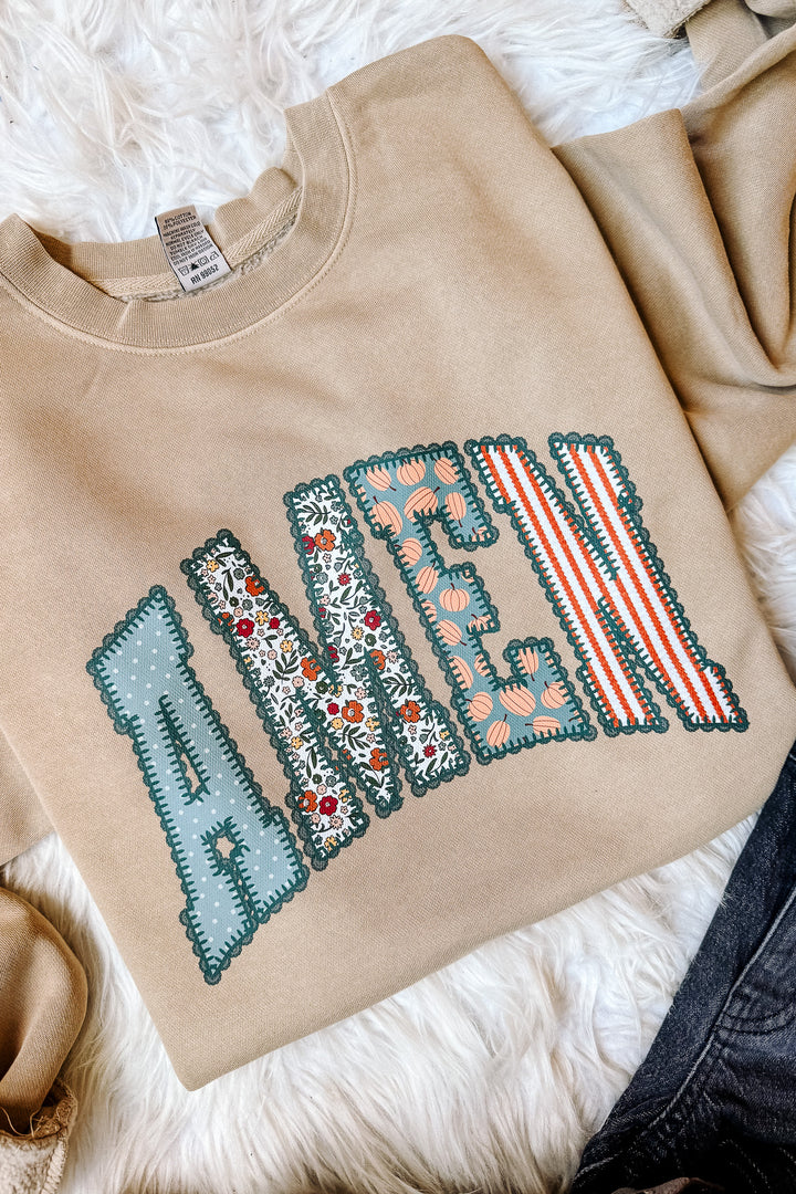 Fall Pattern AMEN Sweatshirt - Pigment Sandstone