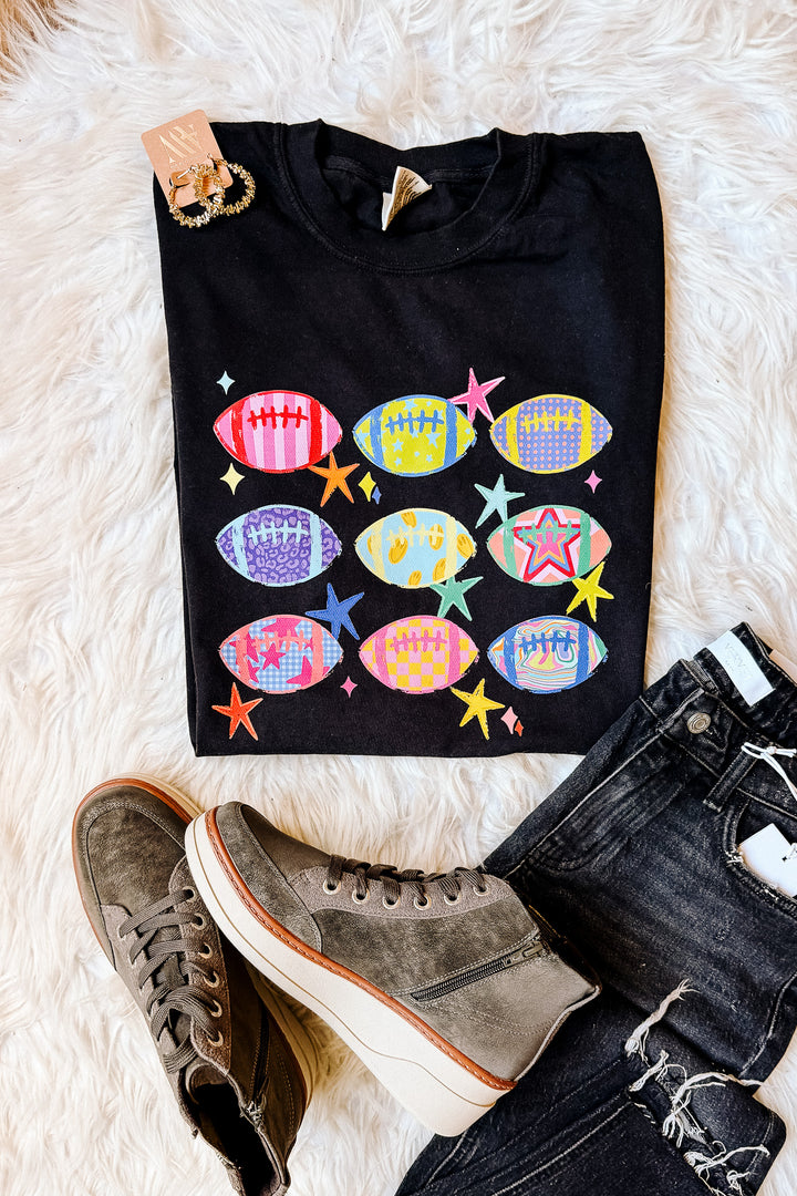 Pattern & Print Footballs Graphic Tee - Black