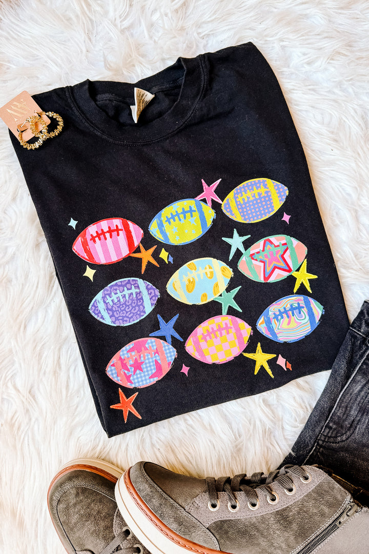 Pattern & Print Footballs Graphic Tee - Black