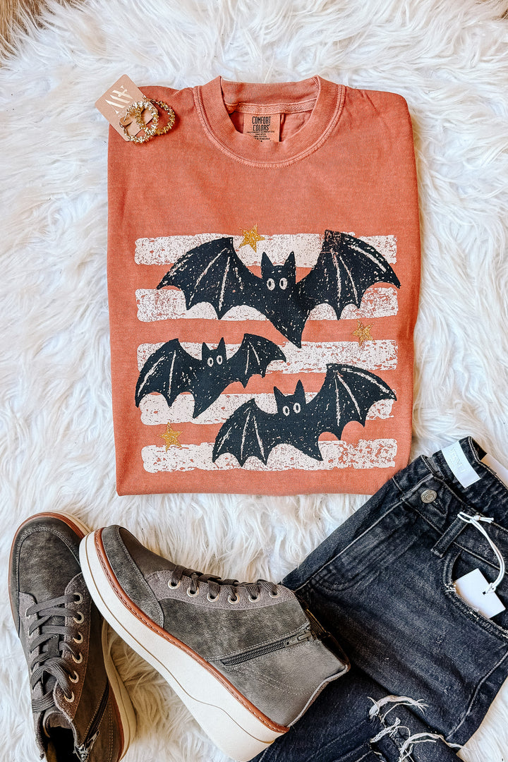 Striped Bats Graphic Tee - Yam