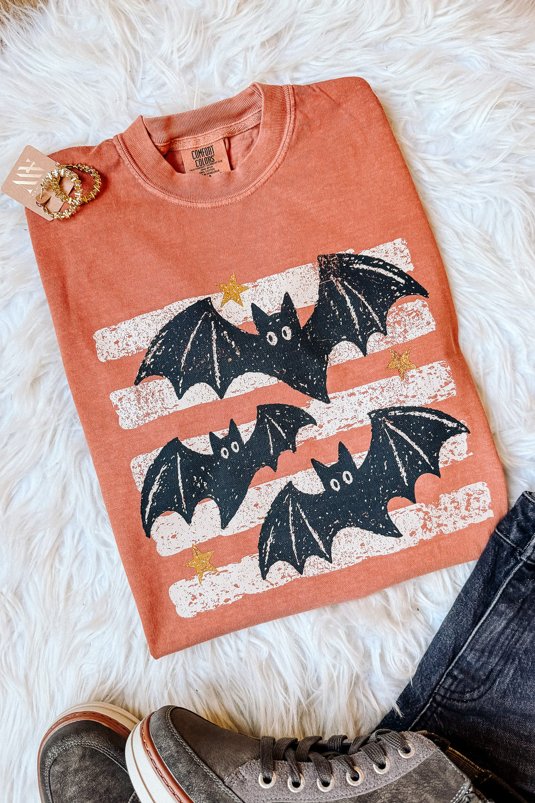 Striped Bats Graphic Tee - Yam