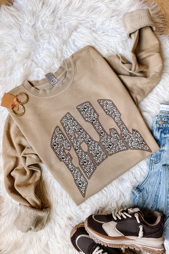 Leopard Fall Graphic Sweatshirt - Pigment Sandstone