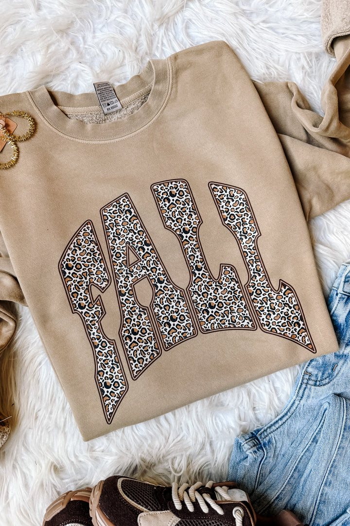 Leopard Fall Graphic Sweatshirt - Pigment Sandstone