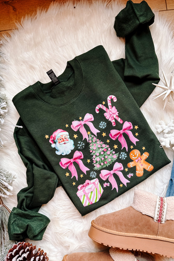 Merry & Pink Graphic Sweatshirt - Forest Green