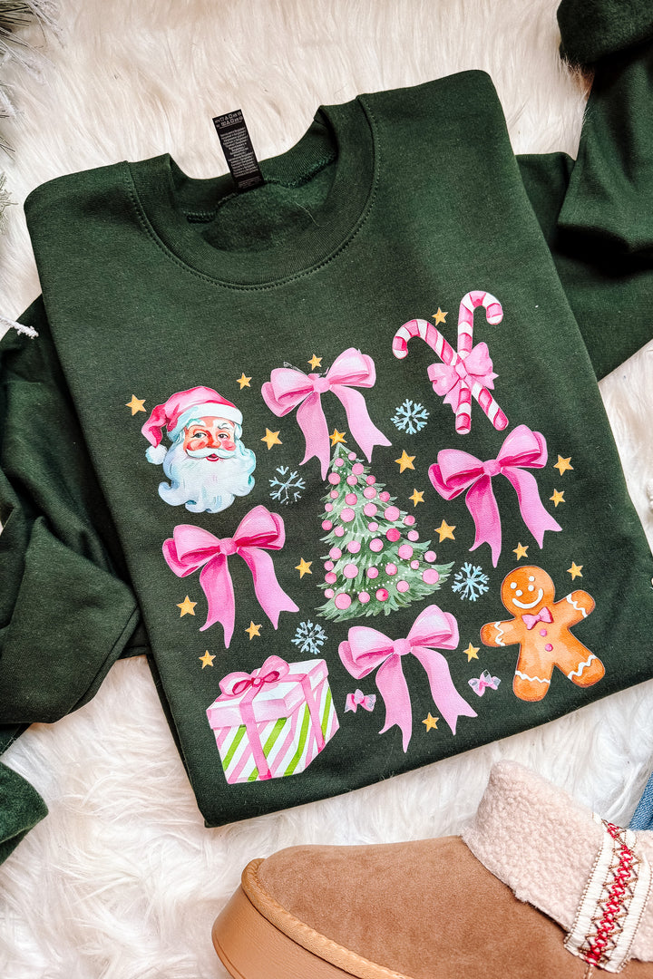 Merry & Pink Graphic Sweatshirt - Forest Green