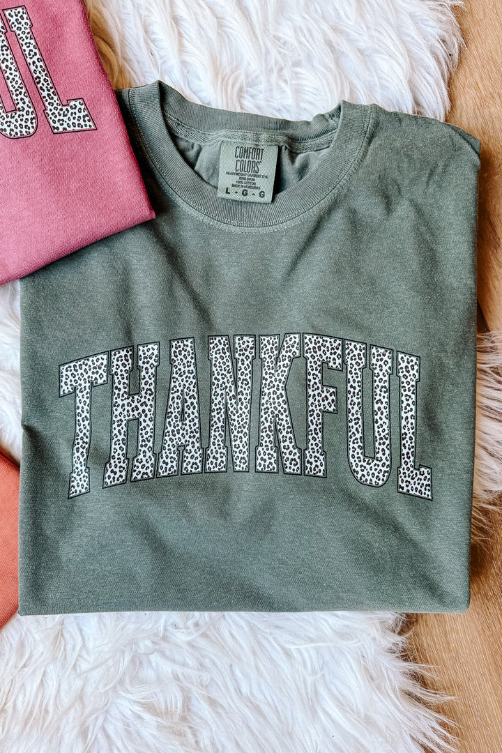 Leopard Thankful Graphic Tee - Multiple Colors