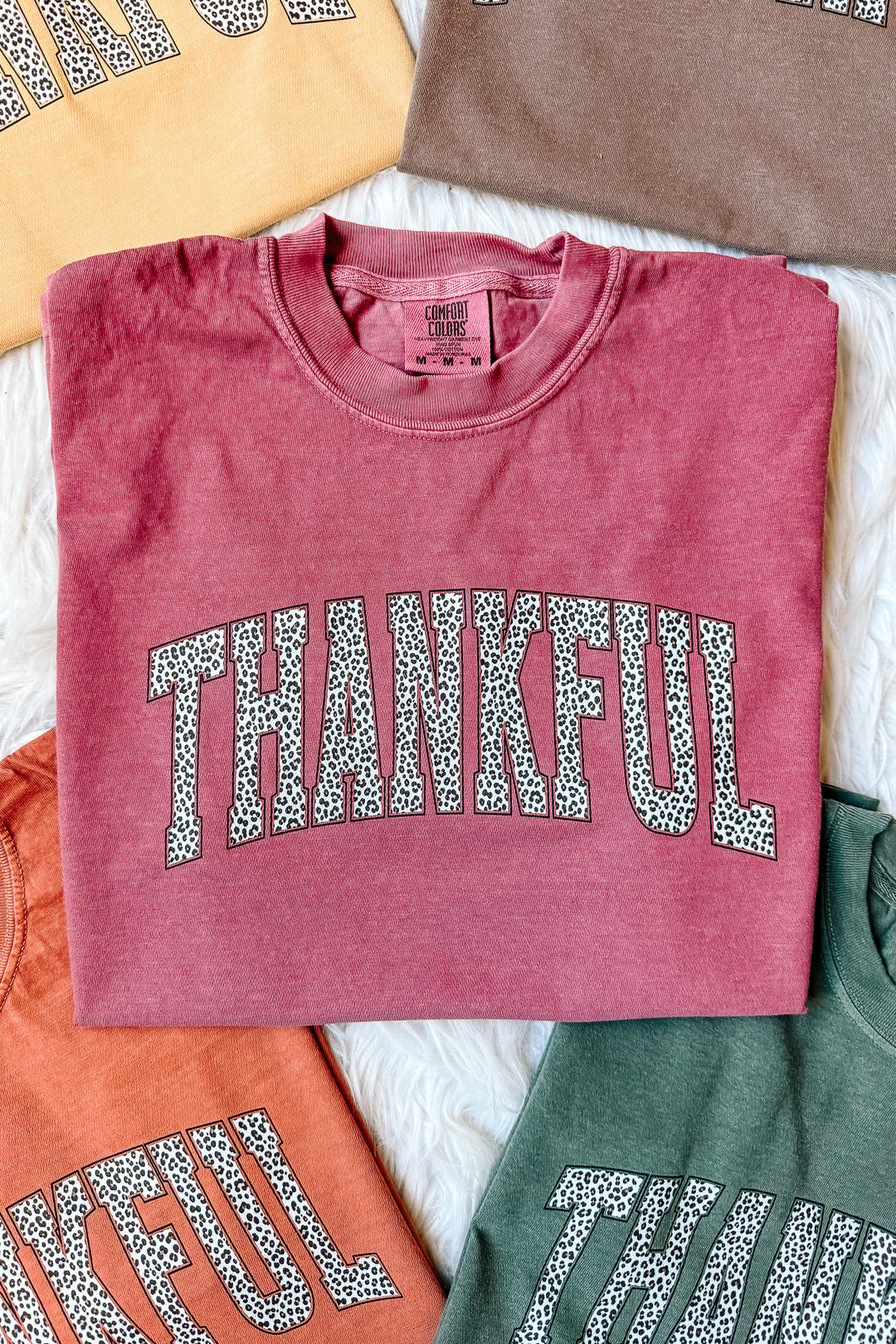 Leopard Thankful Graphic Tee - Multiple Colors