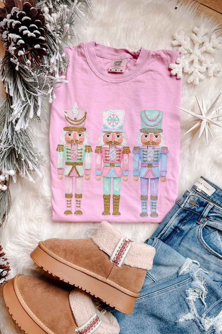 Pastel Nutcrackers Graphic Tee - Rose Quartz