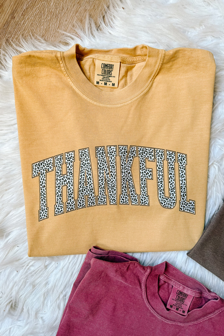 Leopard Thankful Graphic Tee - Multiple Colors