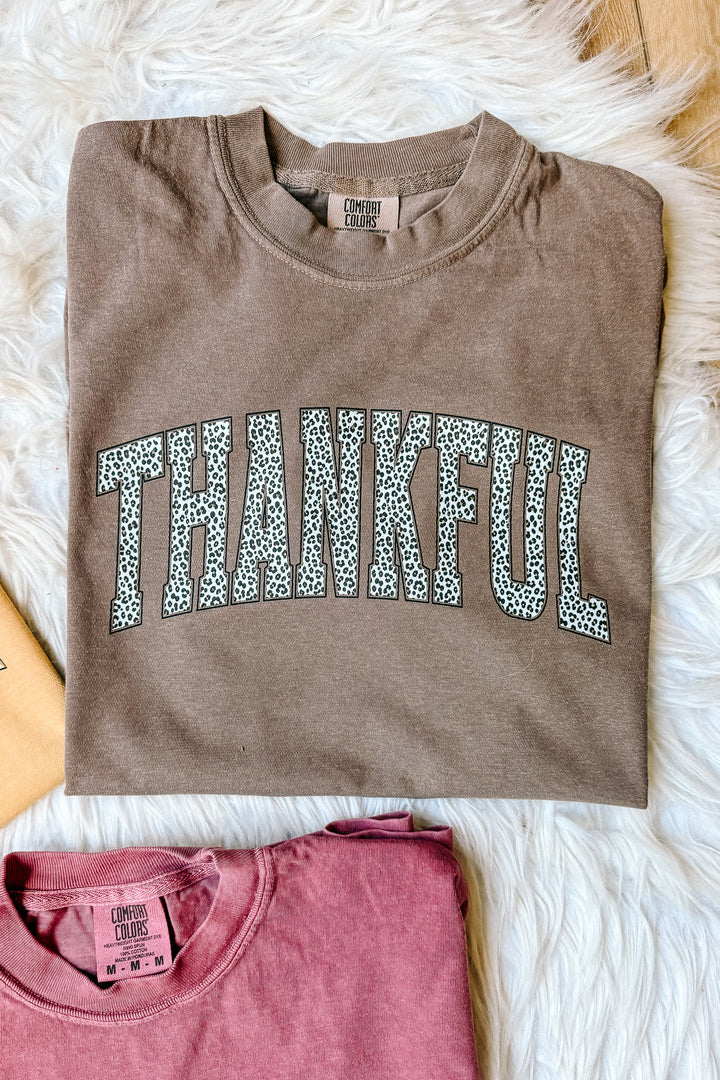 Leopard Thankful Graphic Tee - Multiple Colors
