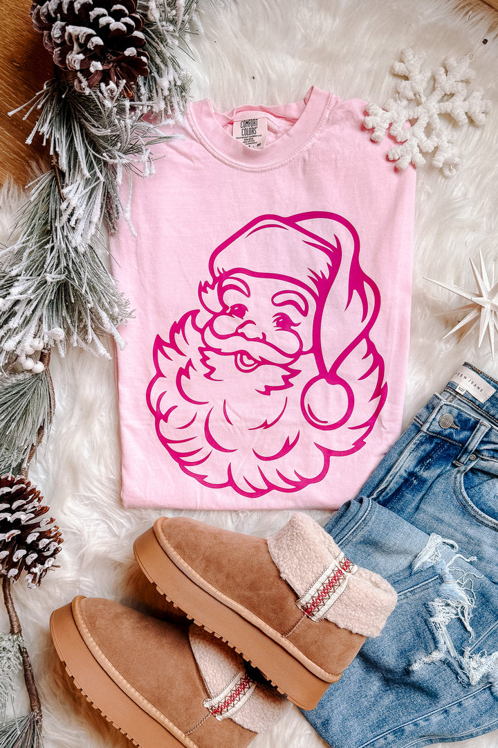 Santa Outline Graphic Tee - Blossom