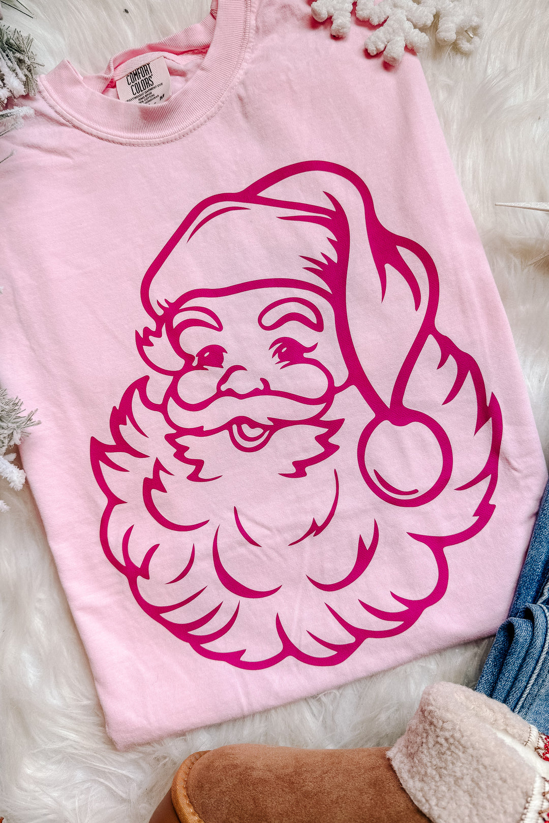 Santa Outline Graphic Tee - Blossom
