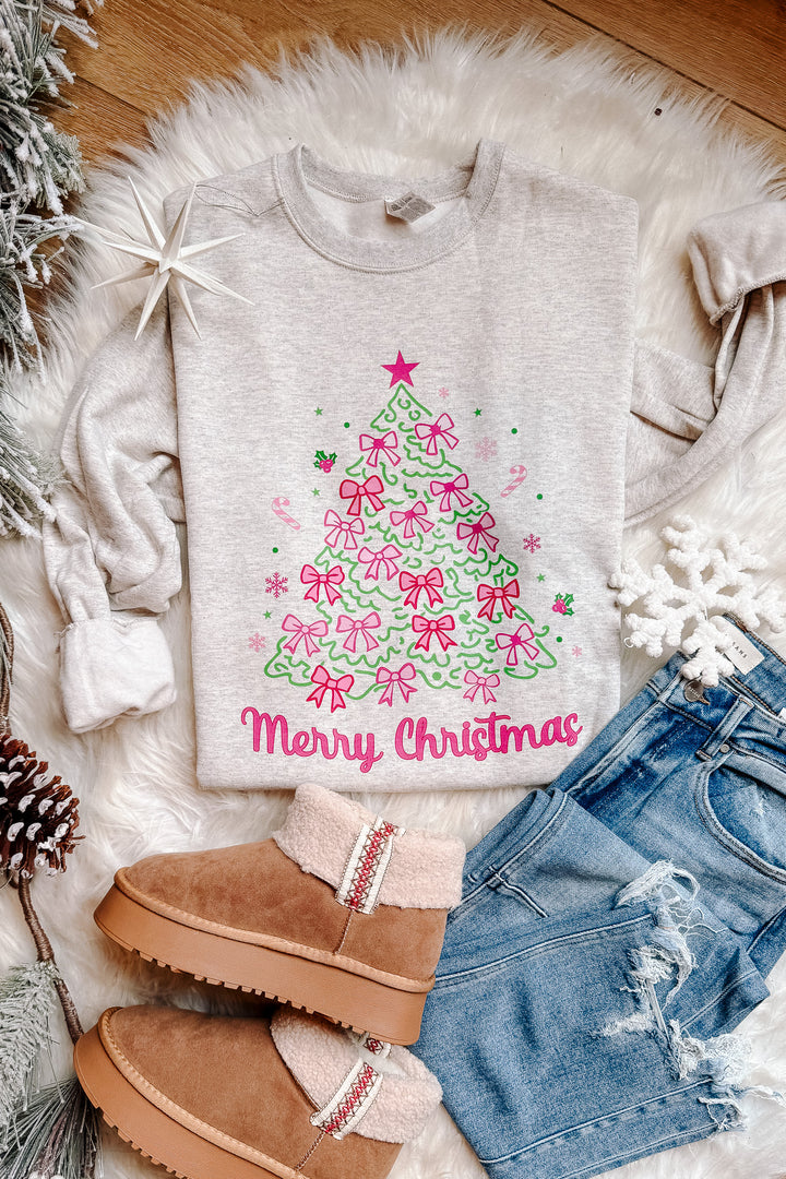 Ribbon Tree Graphic Sweatshirt - Oatmeal Heather