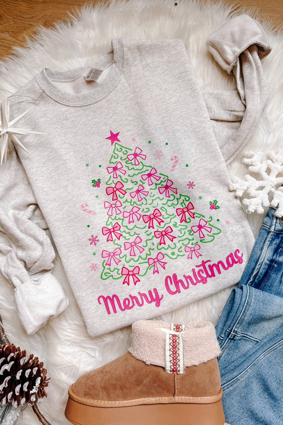 Ribbon Tree Graphic Sweatshirt - Oatmeal Heather