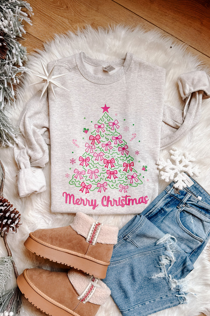 Ribbon Tree Graphic Sweatshirt - Oatmeal Heather