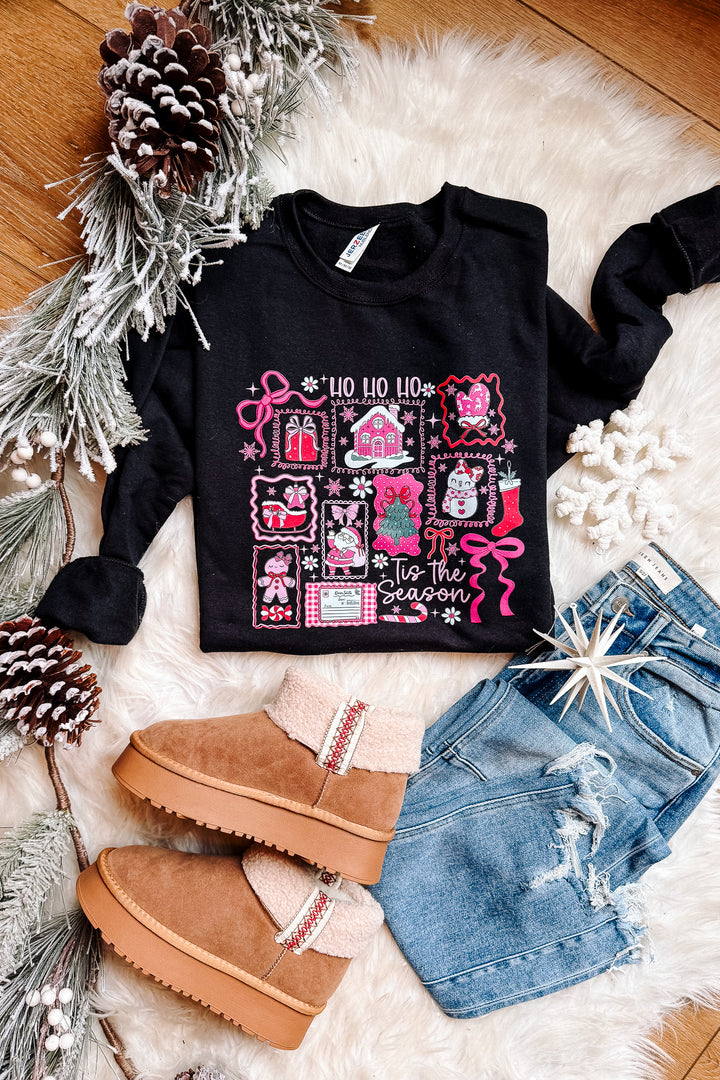 Ho Ho Ho Happy Holidays Graphic Sweatshirt - Black